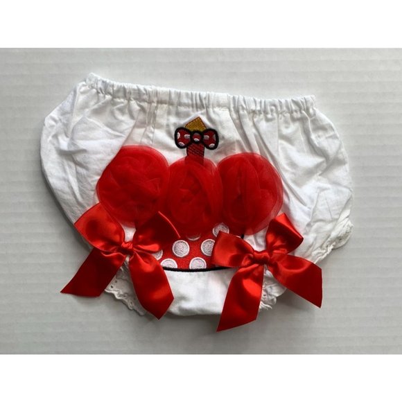 Minnie Mouse Bloomers Shorts 0 3 months White Red Toule - Picture 1 of 3
